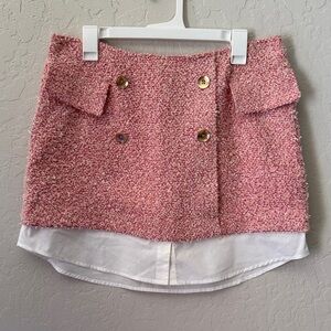 🆕 NWT Anthropologie Maeve Pink Tweed Mini Skirt